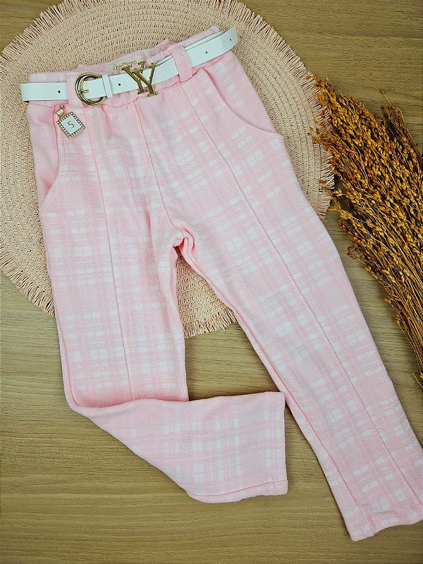 Calça Rosa com Cinto Yoyo