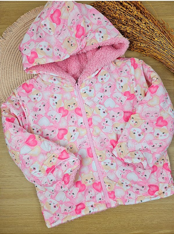 Jaqueta Reversível em Nylon e Pelo Carneirinho Dublado Infanti