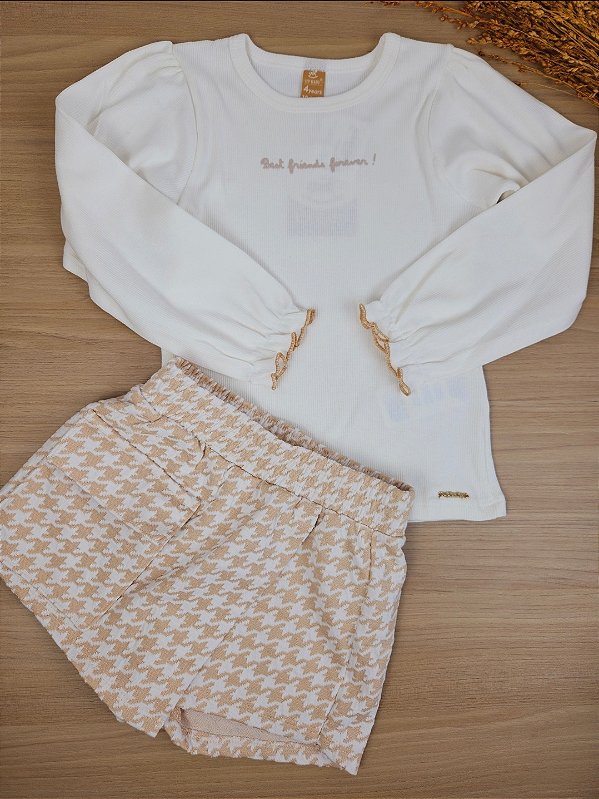 Conjunto Blusa Ribana e Short Saia em Malha Up Baby