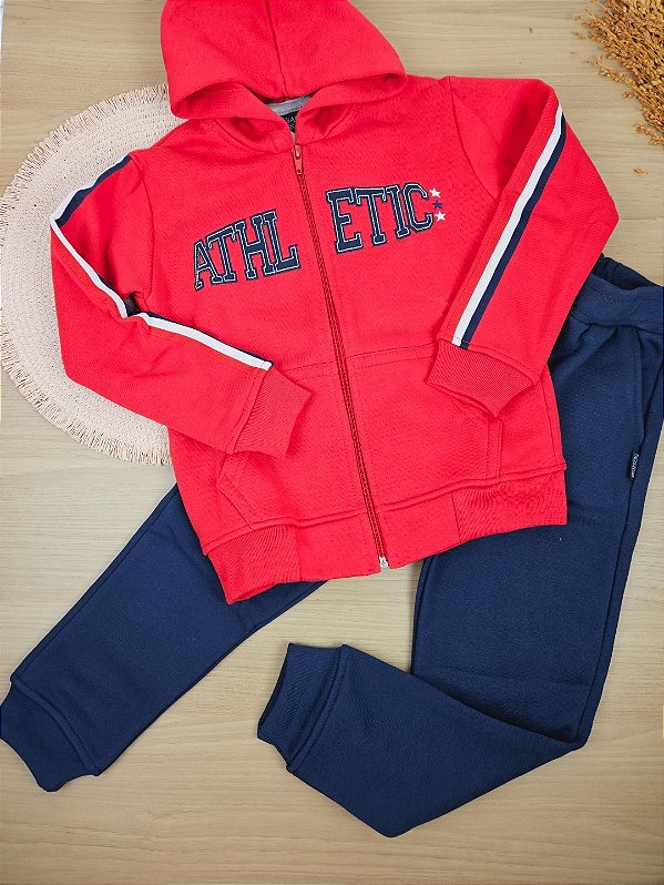 Conjunto Jaqueta com Capuz e Calça em Moletom Athletic Vrasalon