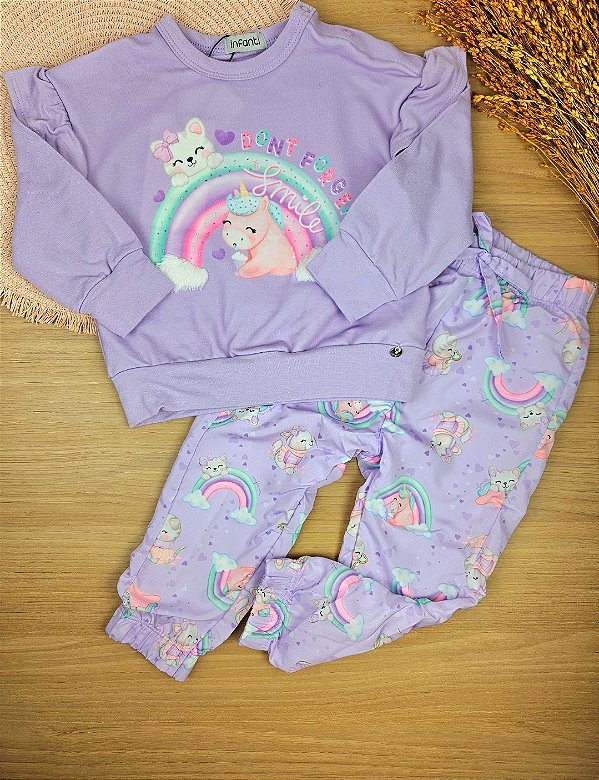 Conjunto de Blusão em Molevisco com Calça Jogger em Nylon Aspen Infanti