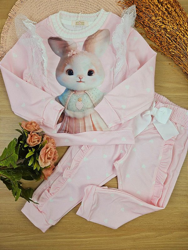 Conjunto Blusa e Calça em Molecotton Coelhinho YoYo