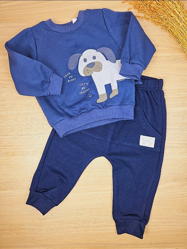 Conjunto Blusão e Calça Moletom Cachorrinho Up Baby