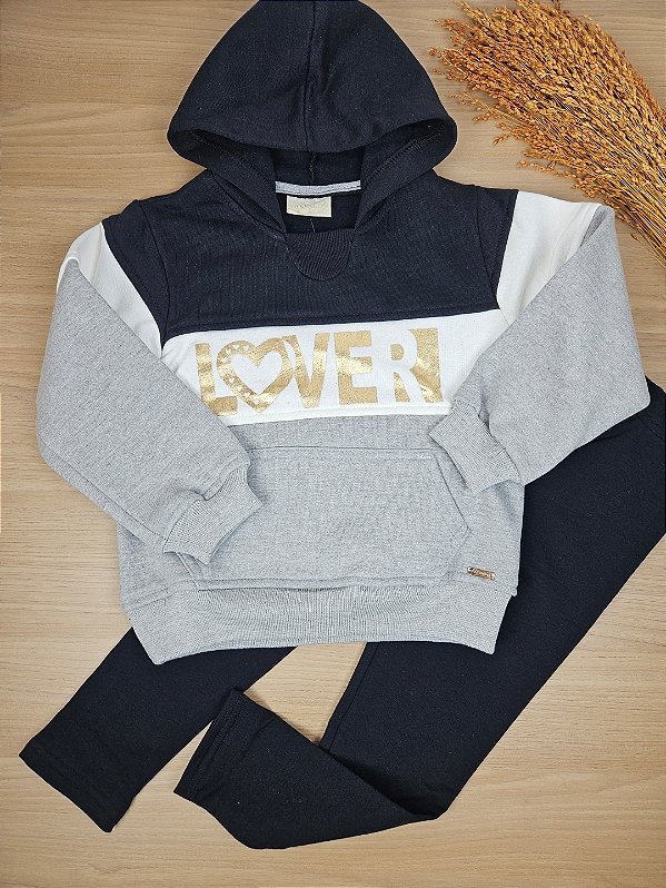 Conjunto Blusão Moletom com Capuz e Legging Lover Vrsalon