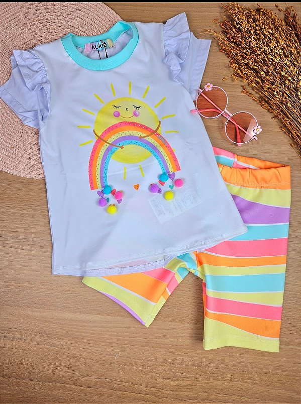 Conjunto de Blusa Alongada em Meia Malha e Biker em Fly Tech Kukiê