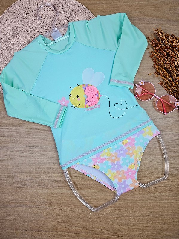 Conjunto de Blusa e Calcinha em Malha com Proteção UV 50+ Kukiê
