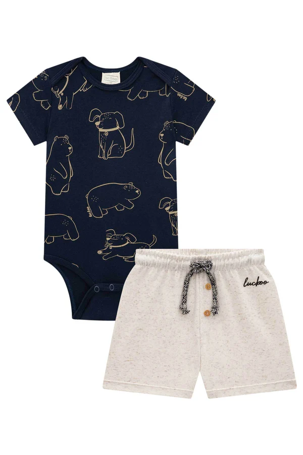 Conjunto de Body em Ribana 1x1 e Bermuda em Molevisco LucBoo