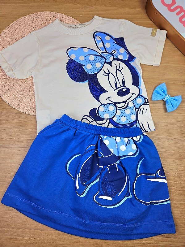 Conjunto Blusa e Shorts Saia Minnie Mouse Disney Animê