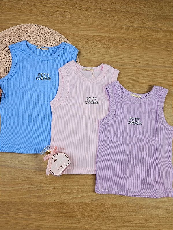 Blusa Regata Canelada Lilás Verão Petit Cherie