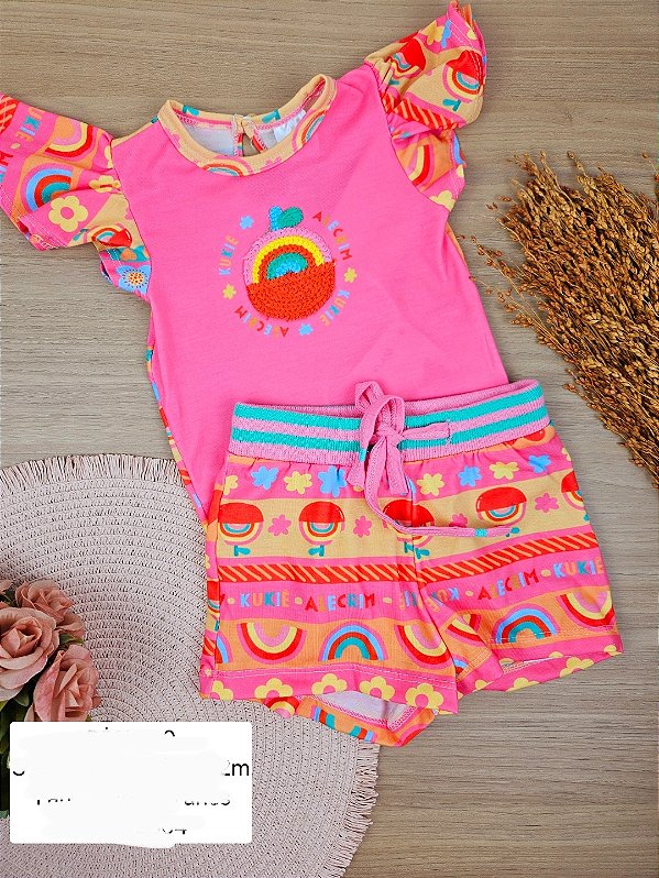 Conjunto de Body e Shorts em Malha Fresh Kukiê