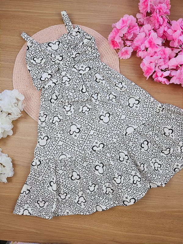 Vestido Minnie Com Laço 100% Algodão Fakini