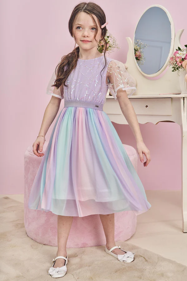 Vestido em Tule Brilho Kukiê