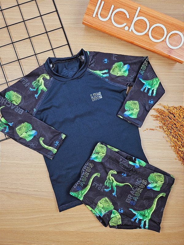 Conjunto de Camiseta e Sunga em Malha UV Dry com Proteção UV 50+ LucBoo