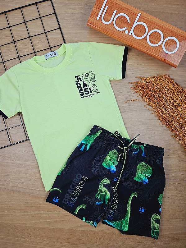 Conjunto de Camiseta em Meia Malha e Bermuda em Nylon Ergonomic com Elastano LucBoo