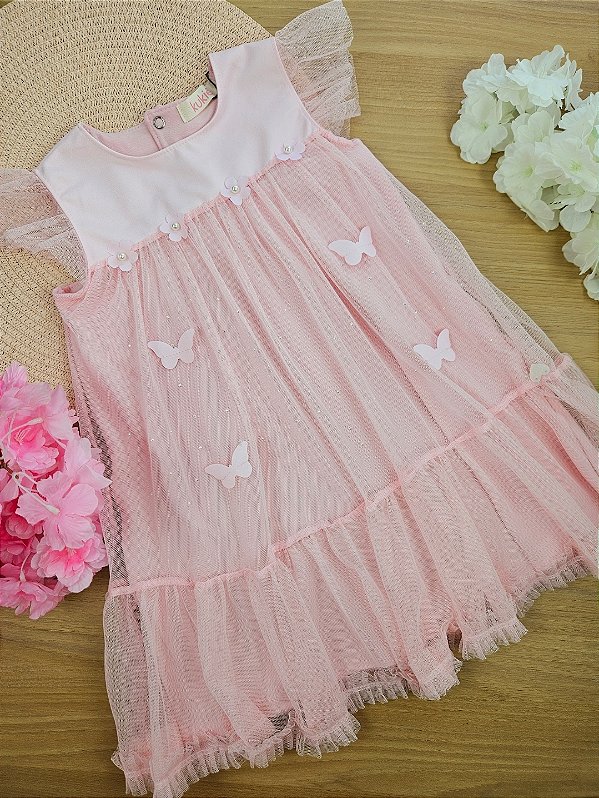 Vestido em Super Cetim e Tule Kukiê