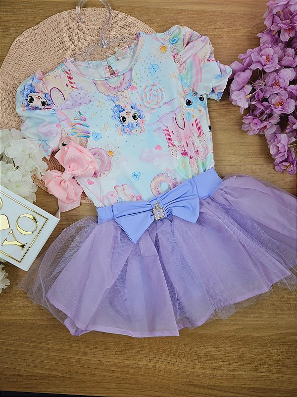 Conjunto Body e Short Saia Colorido Yoyo