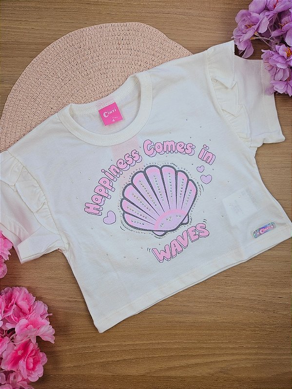Blusa Cropped Infantil Menina Concha Lilás Cinti