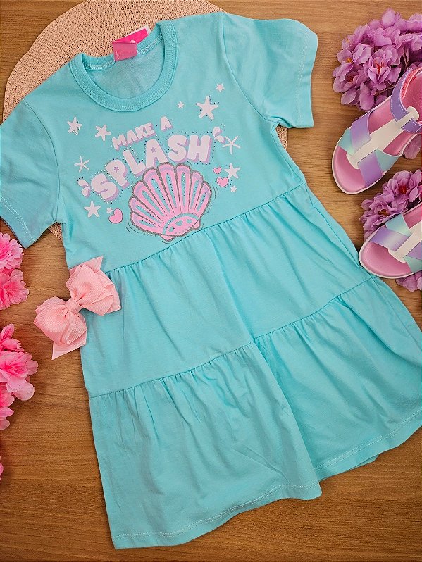 Vestido Infantil Menina Make A Splash Azul Cinti