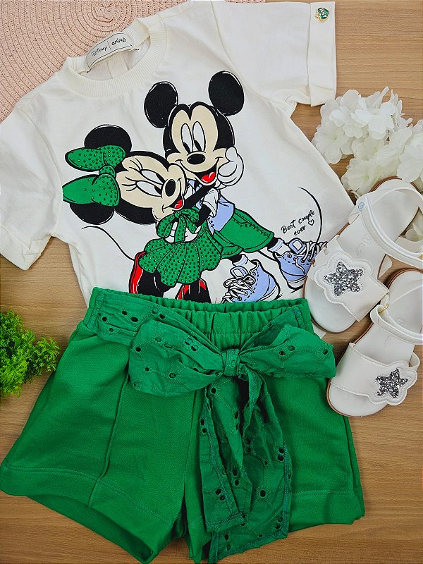 Conjunto Minnie e Mickey Verde Disney Animê