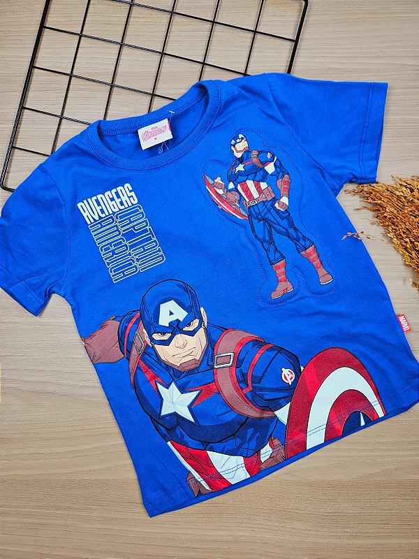 Camiseta Capitão América 100% Algodão Fakini