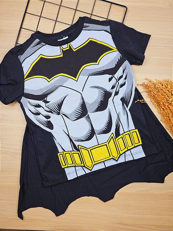 Camiseta Batman com Capa 100% Algodão Fakini