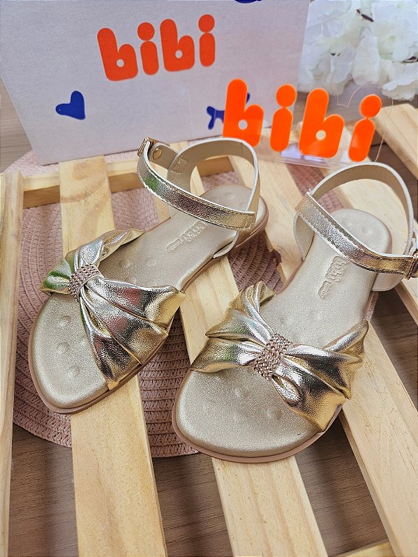 Sandália Feminina Infantil Bibi Shine Dourada