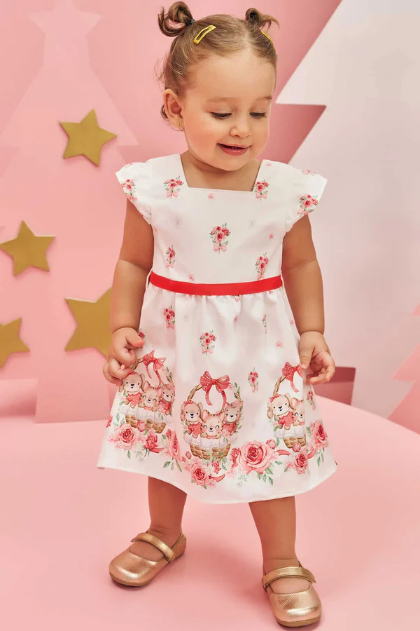 Vestido em Super Cetim Infanti