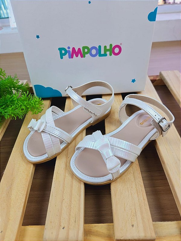 Sandália Glam Branca Pimpolho Menina