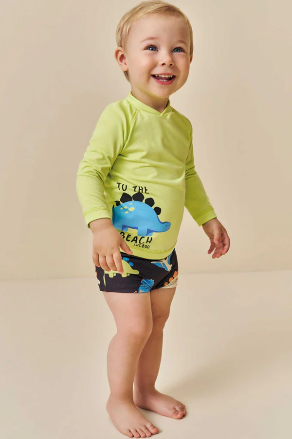 Conjunto de Camiseta e Sunga em Malha UV Dry com Proteção UV 50+ LucBoo