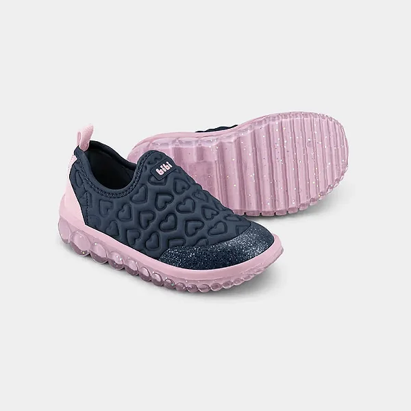 Tênis Infantil Bibi Roller 2.0 Azul e Rosa de Coração