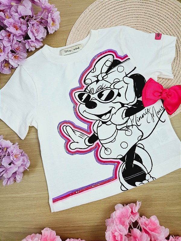 Blusa da Minnie com Bordado de Paetê Disney Animê