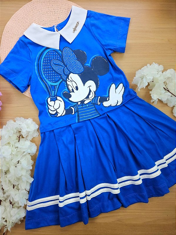 Vestido Minnie Tenista com Golinha Azul Disney Animê