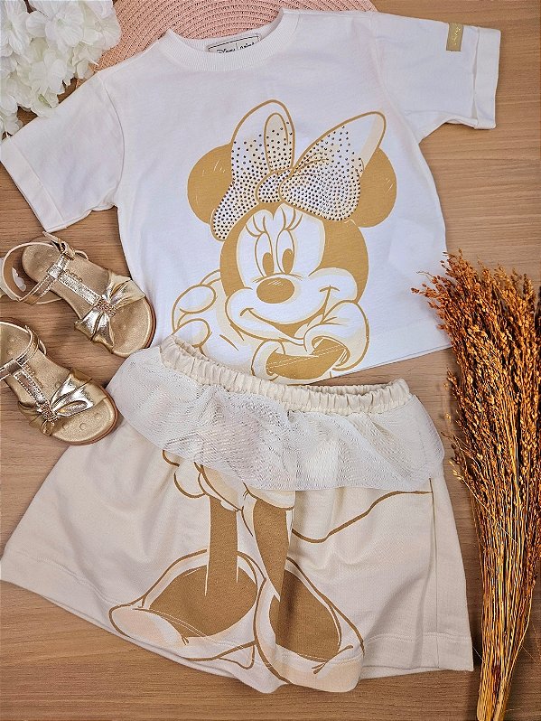 Conjunto Blusa Minnie e Short Saia Disney Animê