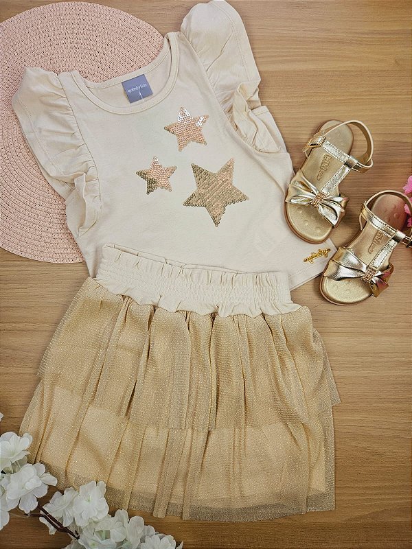 Conjunto Festa Blusa com Short Saia Quimby
