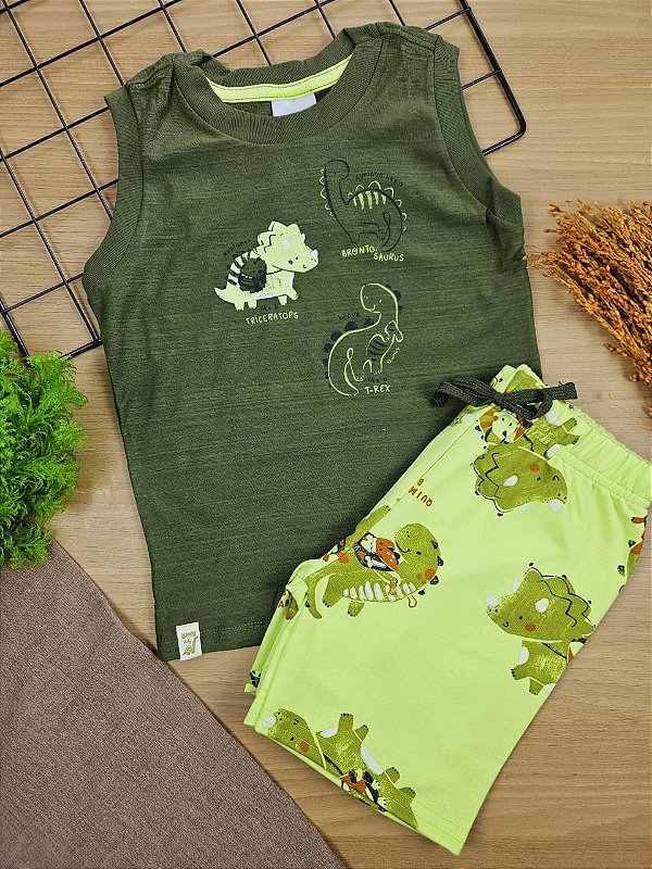 Conjunto Regata Malha e Bermuda em Moletom Quimby