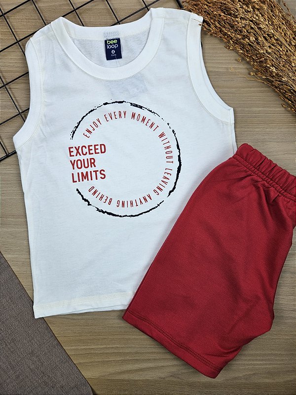 Conjunto Regata Malha e Bermuda Moletom Branco Bee Loop
