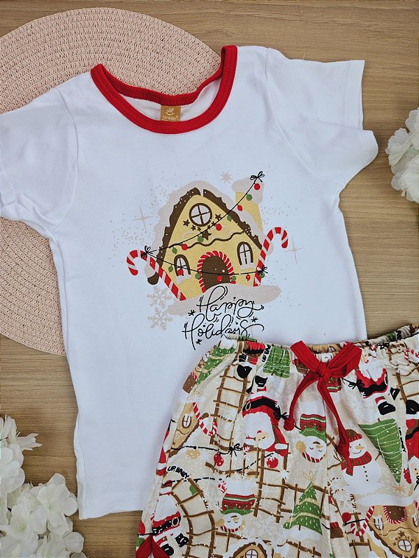 Pijama Blusa e Short em Suedine Natal Up Baby