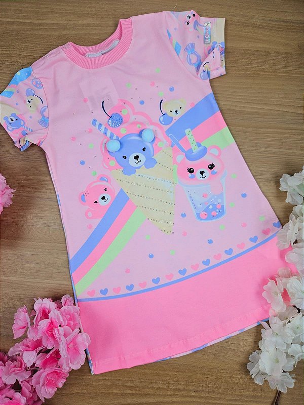 Vestido Ursinho de Sorvete Cinti Rosa