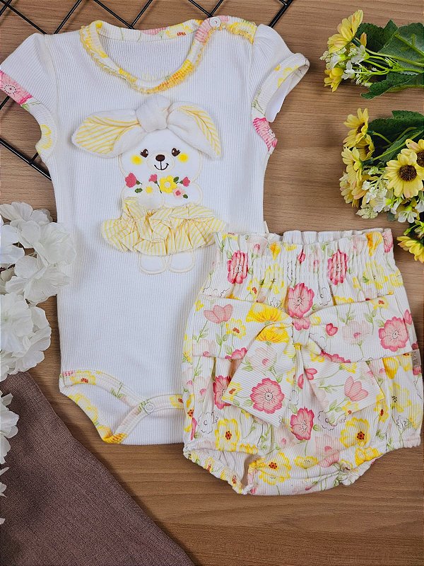 Conjunto Canelado Coelhinha Fofinha Upi Uli