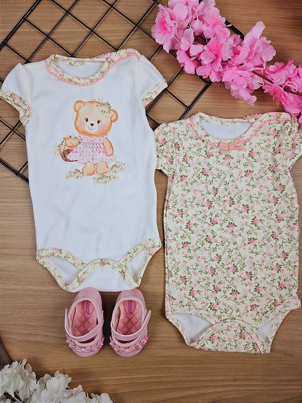 Kit Body Canelado Ursinha Floral Upi Uli