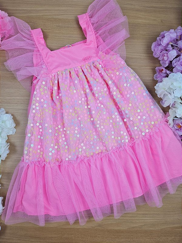 Vestido Flores e Tule Mon Sucré
