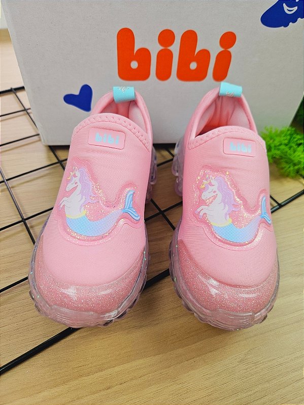 Tênis Infantil de Luz Bibi Roller Celebration 2.0 Rosa de Sereia e Unicórnio