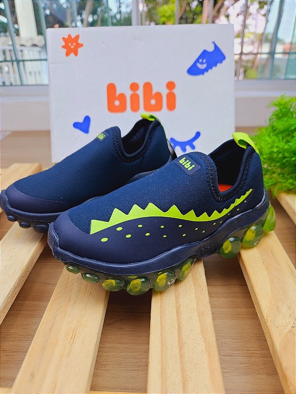 Tênis Infantil de Luz Bibi Roller Celebration 2.0 Azul Marinho e Citrus de Dino