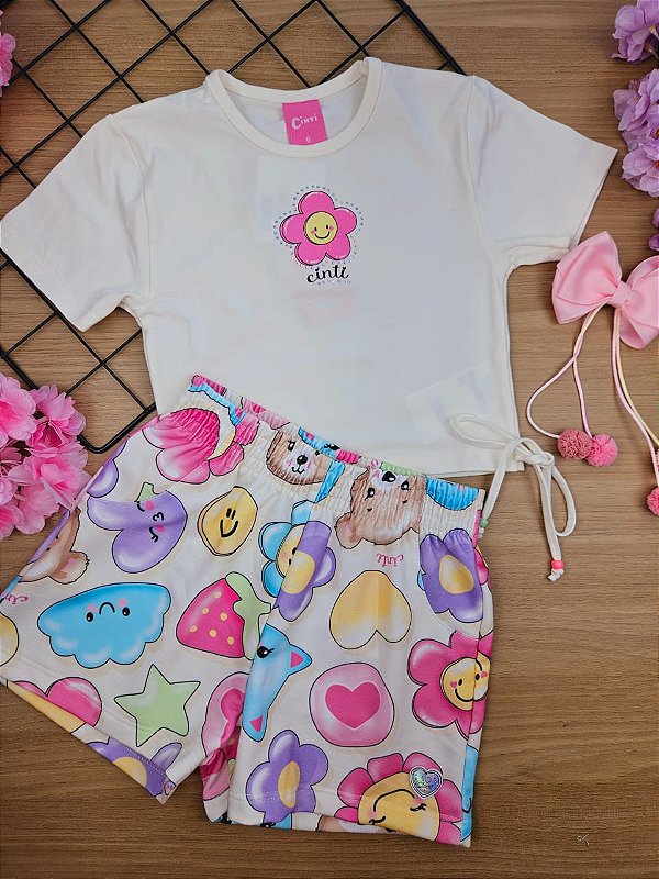 Conjunto Florzinha Blusa e Short Cinti