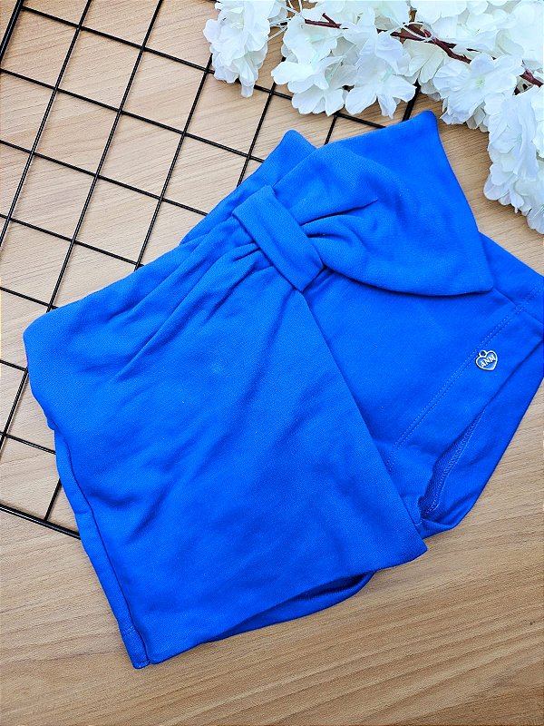 Short Saia com Faixa de Laço Azul Animê