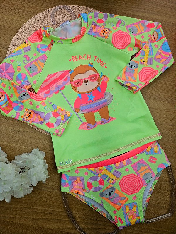 Conjunto de Blusa e Calcinha em Malha com Proteção UV 50+ Kukiê