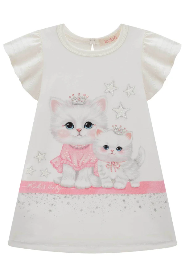 Vestido em Meia Malha Textura Gatinho Kukiê