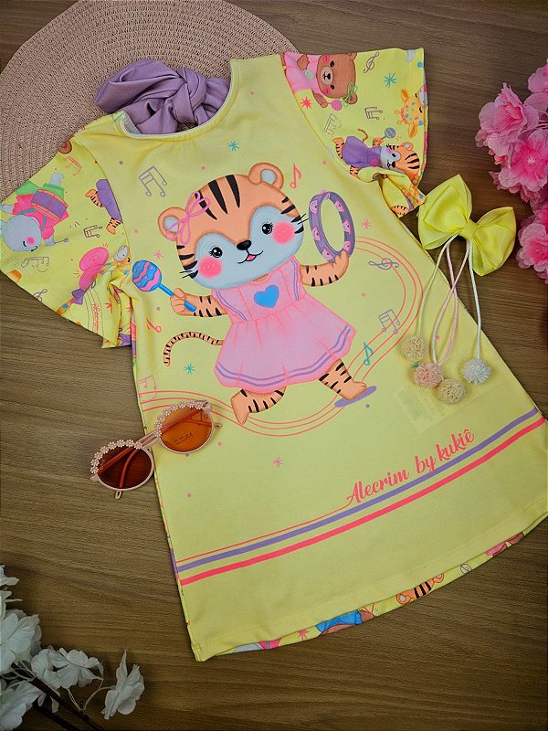 Vestido em Malha Power Amarelo Tigre Kukiê
