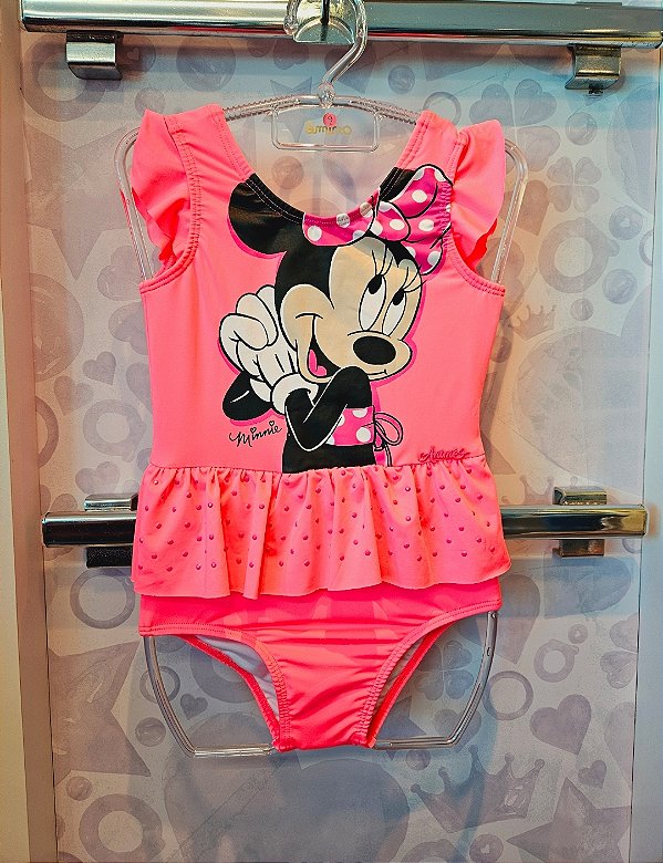 Maiô Rosa Neon da Minnie Mouse Disney Animê