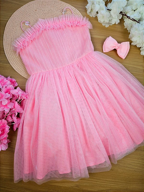 Vestido Tule Rosa Candy Petit Cherie